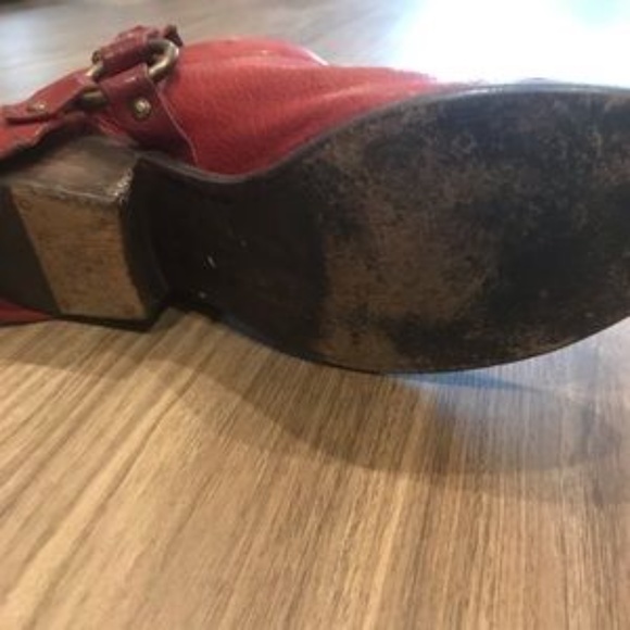 EUC Frye Red Carson Harness Belted Clog Booties (7.5) - Picture 8 of 9